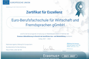 Erasmus+: Euro Akademie erhält Zertifikat für Exzellenz-1